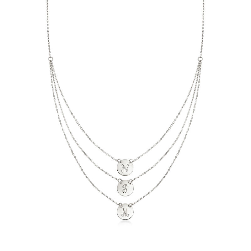 Plain - Italian Sterling Silver Three-Strand Disc Necklace. 18&quot; image number 1