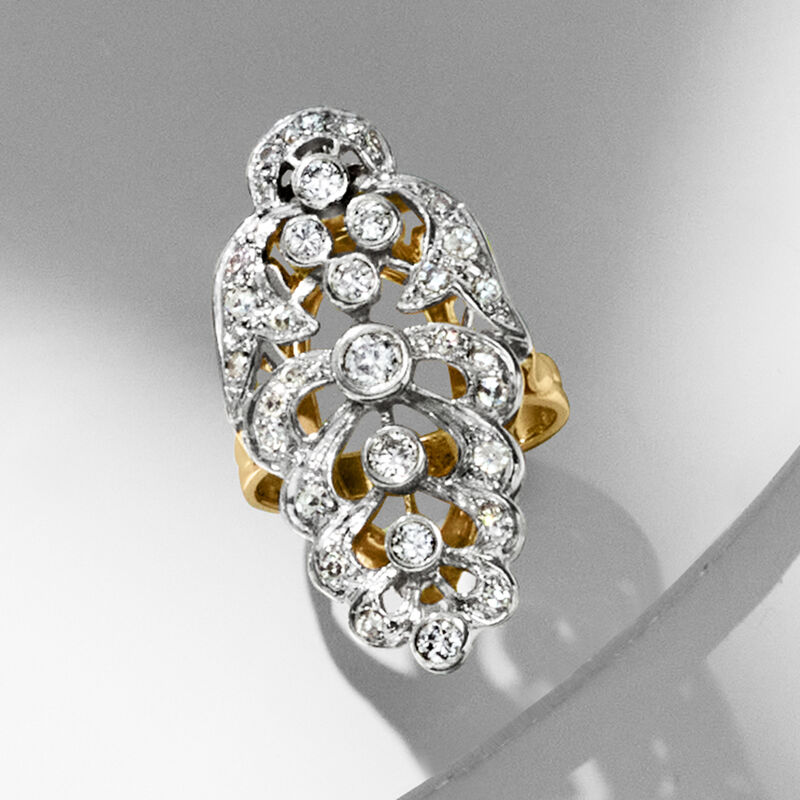 C. 1970 Vintage .85 ct. t.w. Diamond Ring in 14kt Two-Tone Gold. Size 5.5 image number 3