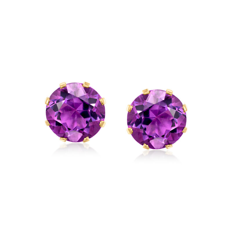 C. 1980 Vintage 16.00 ct. t.w. Amethyst Stud Earrings in 14kt Yellow Gold  image number 0