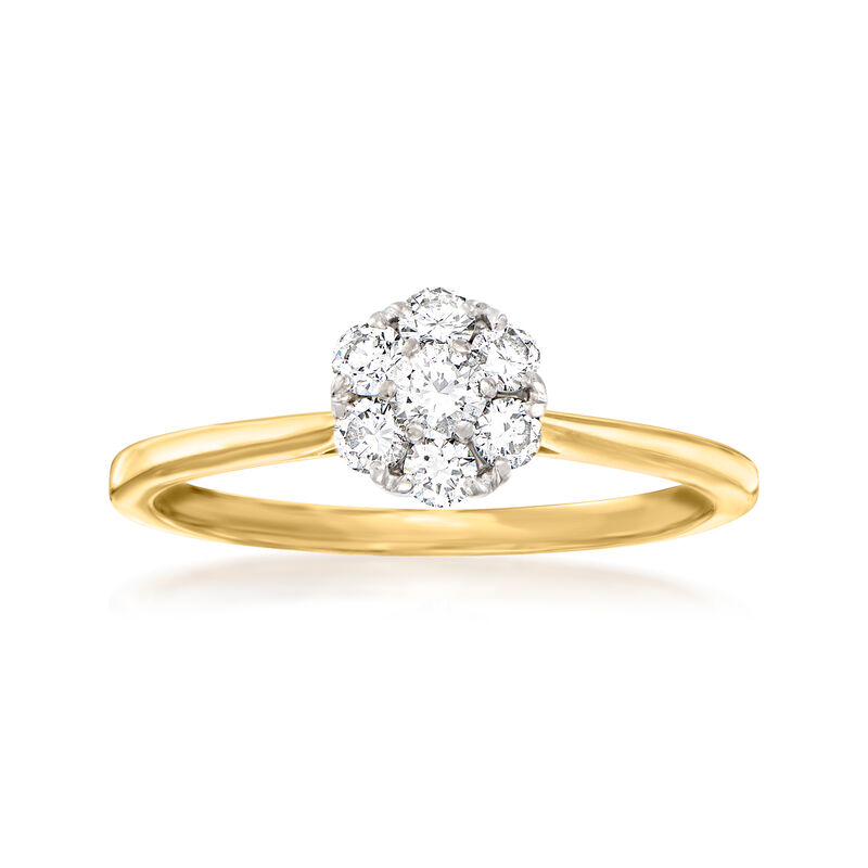 C. 1990 Vintage Jabel .25 ct. t.w. Diamond Cluster Ring in 18kt Yellow Gold image number 0