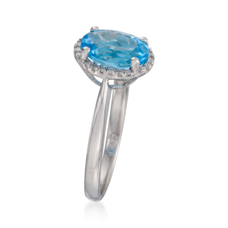 2.00 Carat Swiss Blue Topaz Ring with Diamonds in 14kt White Gold image number 2