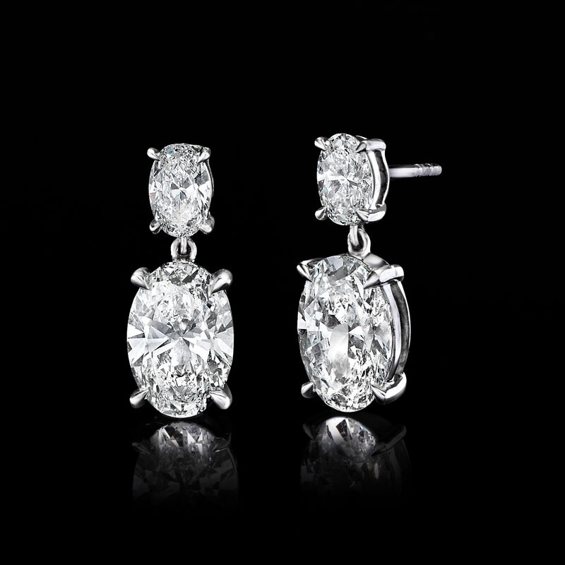 3.00 ct. t.w. Oval Lab-Grown Diamond Drop Earrings in 14kt White Gold 