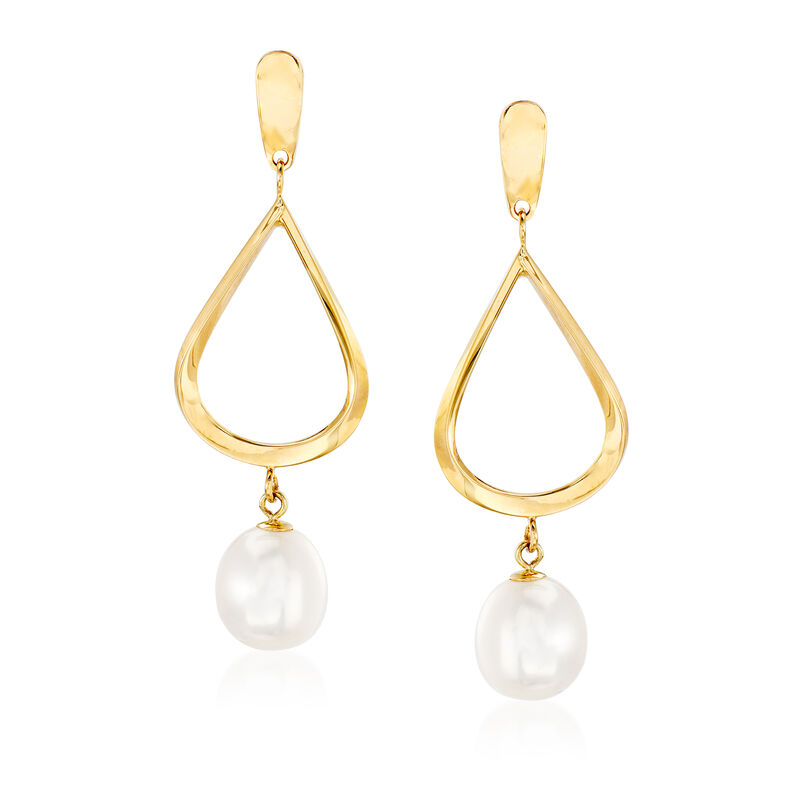 8.5-9mm Cultured Pearl Drop Earrings in 14kt Yellow Gold image number 0