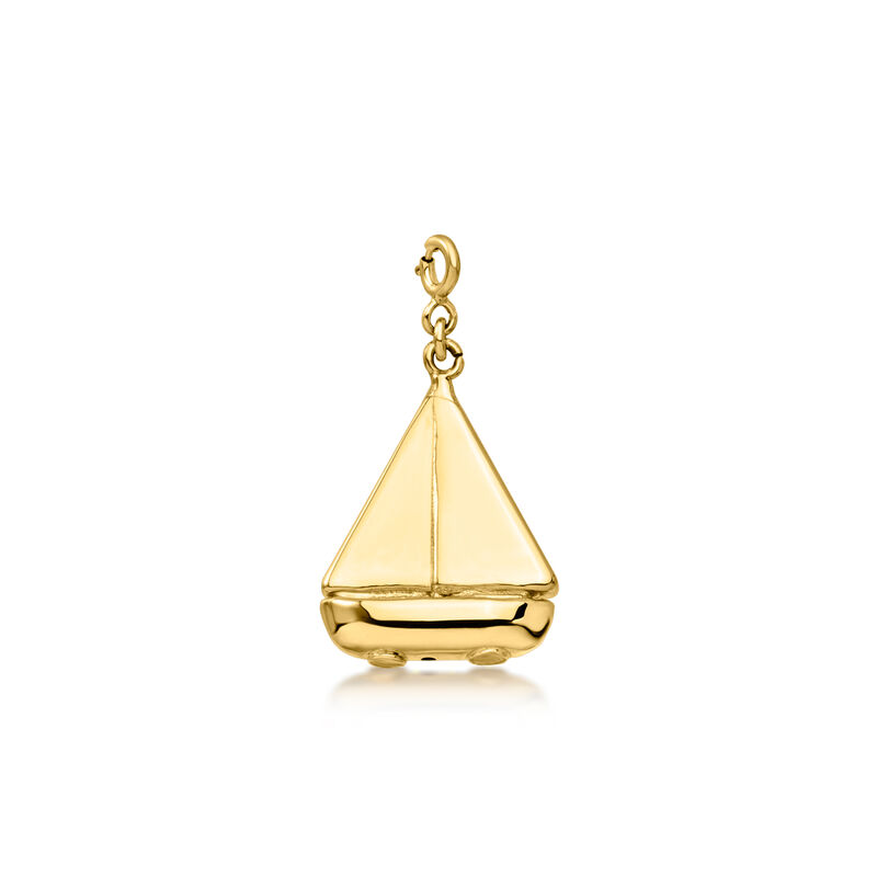 Italian 18kt Gold Over Sterling Sailboat Charm  image number 1