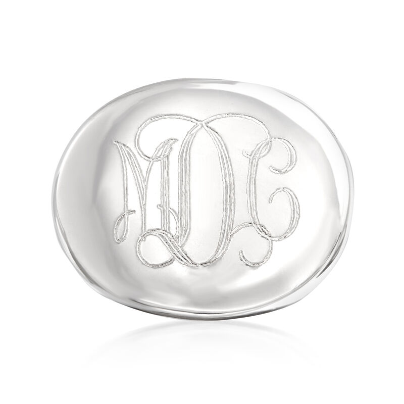 Italian Sterling Silver Oval Monogram Ring image number 0