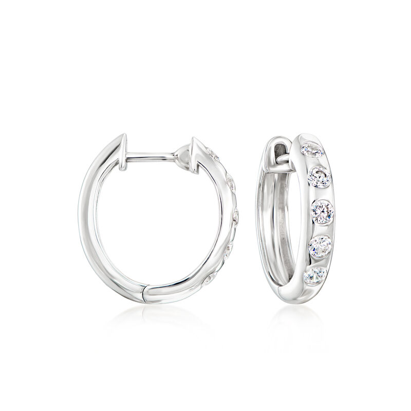.50 ct. t.w. CZ Hoop Earrings in Sterling Silver. 5/8" image number 0