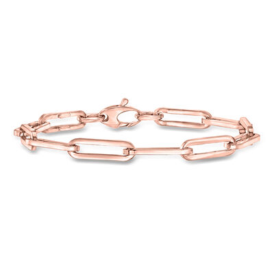 Italian 14kt Rose Gold Paper Clip Link Bracelet