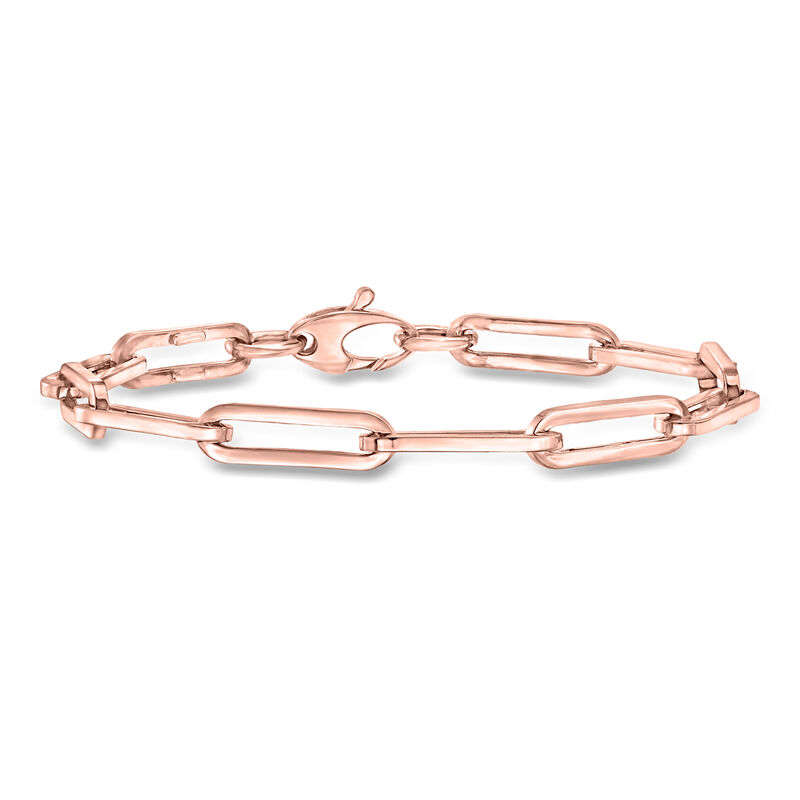 Italian 14kt Rose Gold Paper Clip Link Bracelet. 7.5" image number 0