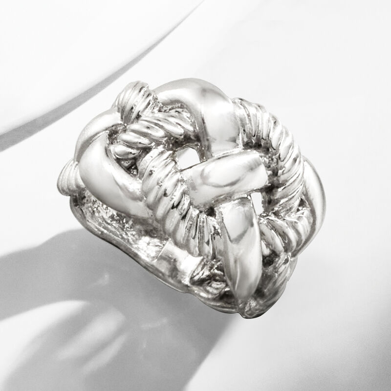 Italian Sterling Silver Wide Braided Ring image number 5