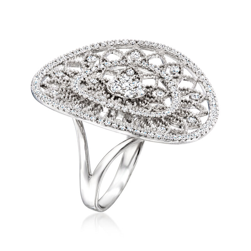 1.05 ct. t.w. Diamond Openwork Circle Ring in Sterling Silver image number 1