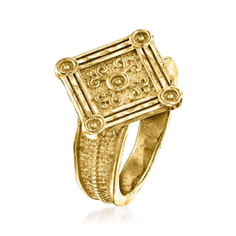 Italian 18kt Gold Over Sterling Etruscan-Style Ring image number 2