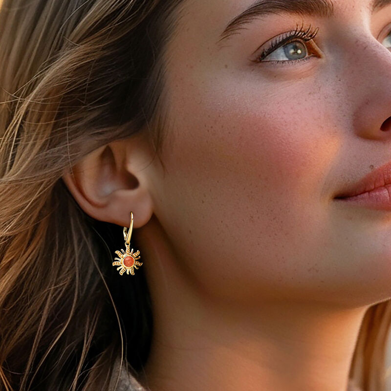 Orange Sunstone Sun Drop Earrings in 18kt Gold Over Sterling  image number 1