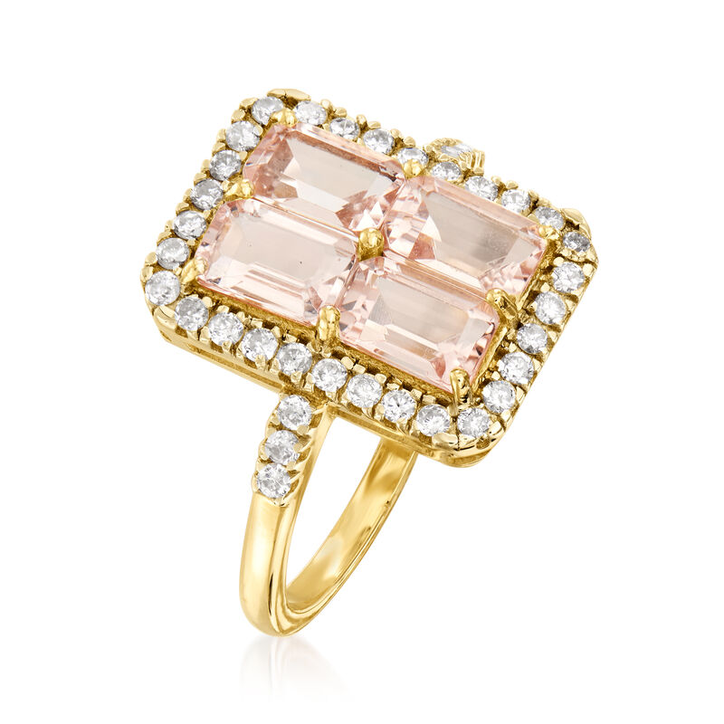 2.10 ct. t.w. Morganite and .41 ct. t.w. Diamond Frame Ring in 14kt Yellow Gold image number 2