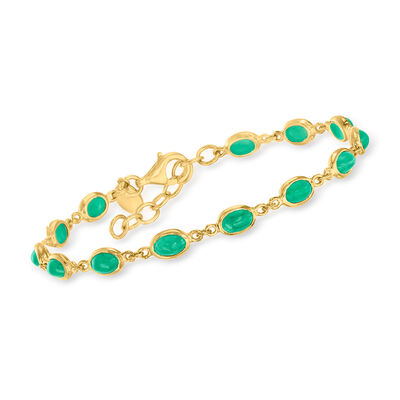 9.00 ct. t.w. Emerald Station Bracelet in 18kt Gold Over Sterling