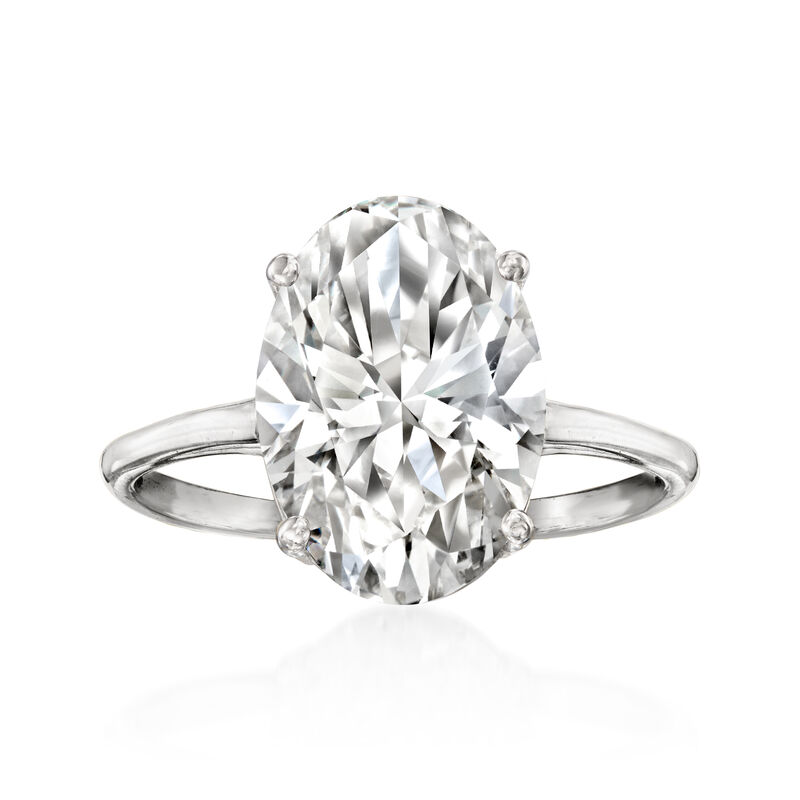 5.00 Carat Oval Lab-Grown Diamond Solitaire Ring in 14kt White Gold. Size 5 image number 0