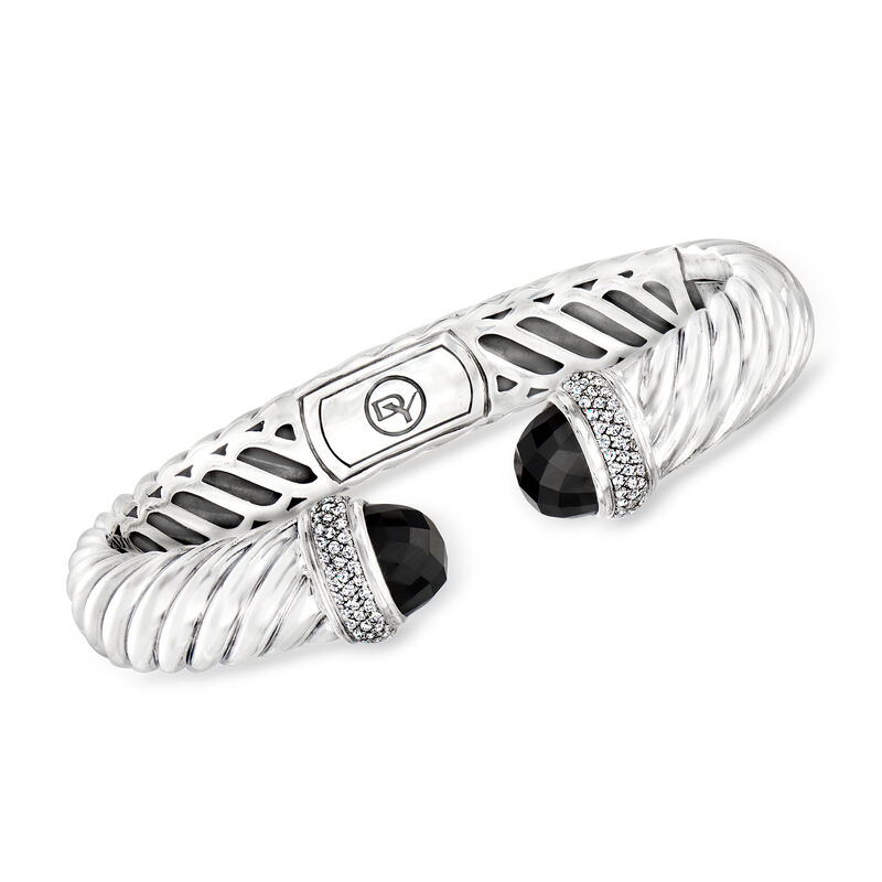 C. 1990 Vintage David Yurman Black Onyx and .65 ct. t.w. Diamond Cuff Bracelet in Sterling Silver image number 0