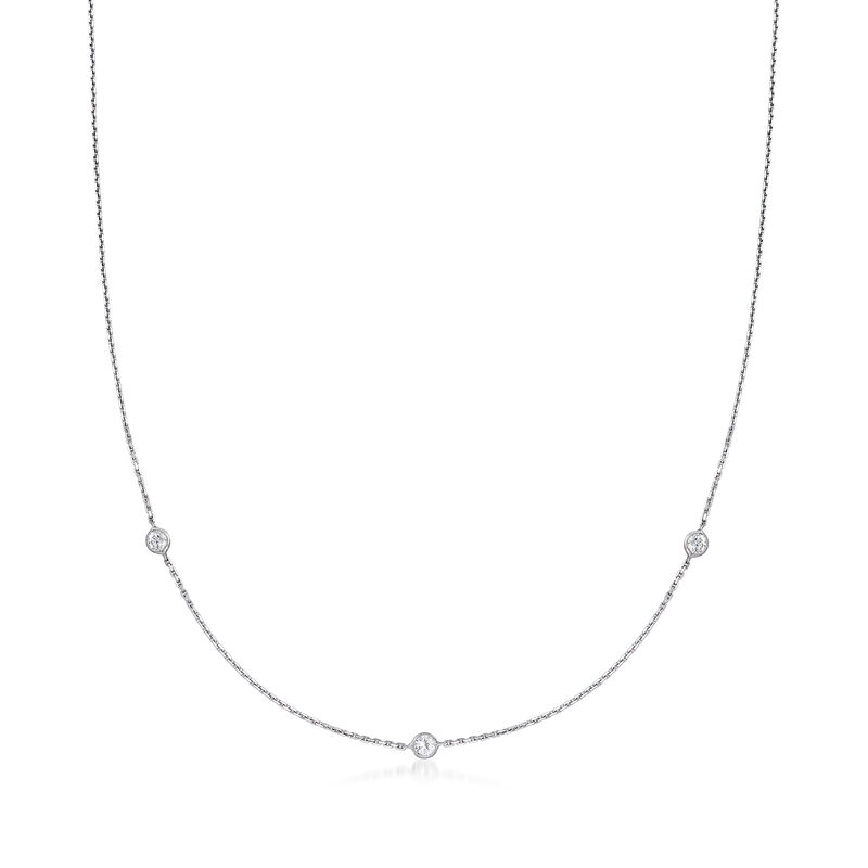 C. 1990 Vintage .36 ct. t.w. Diamond Station Necklace in 14kt White Gold. 20&quot; image number 0