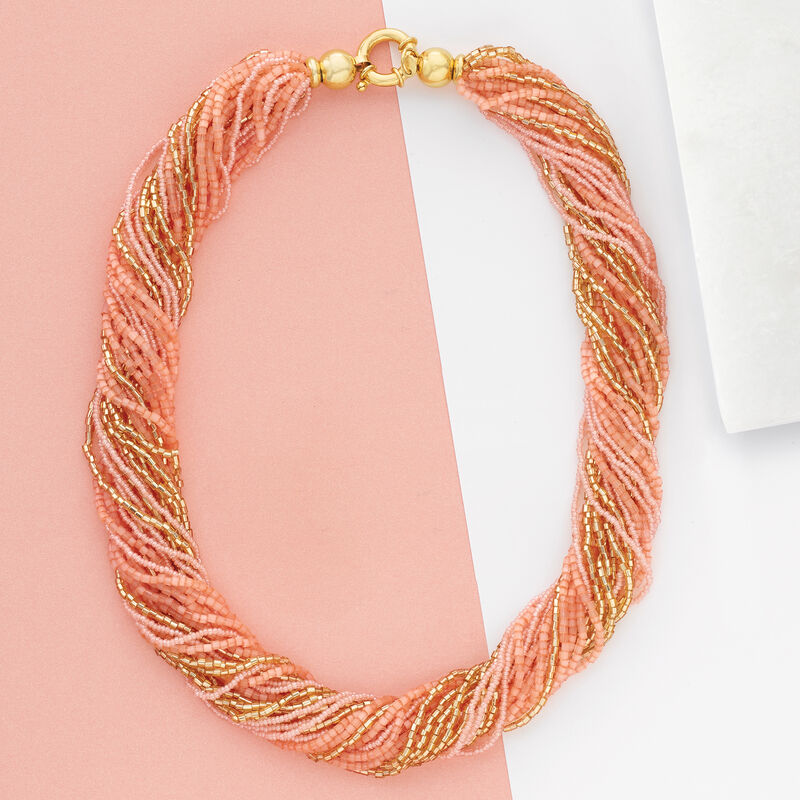 Italian Multicolored Murano Glass Bead Torsade Necklace in 18kt Yellow Gold Over Sterling Silver image number 2