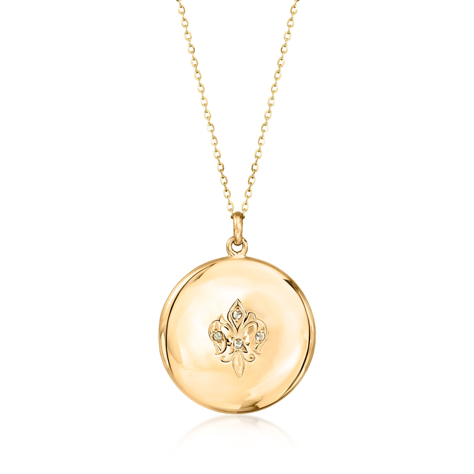 C. 1970 Vintage .10 ct. t.w. Diamond Fleur-De-Lis Locket Necklace