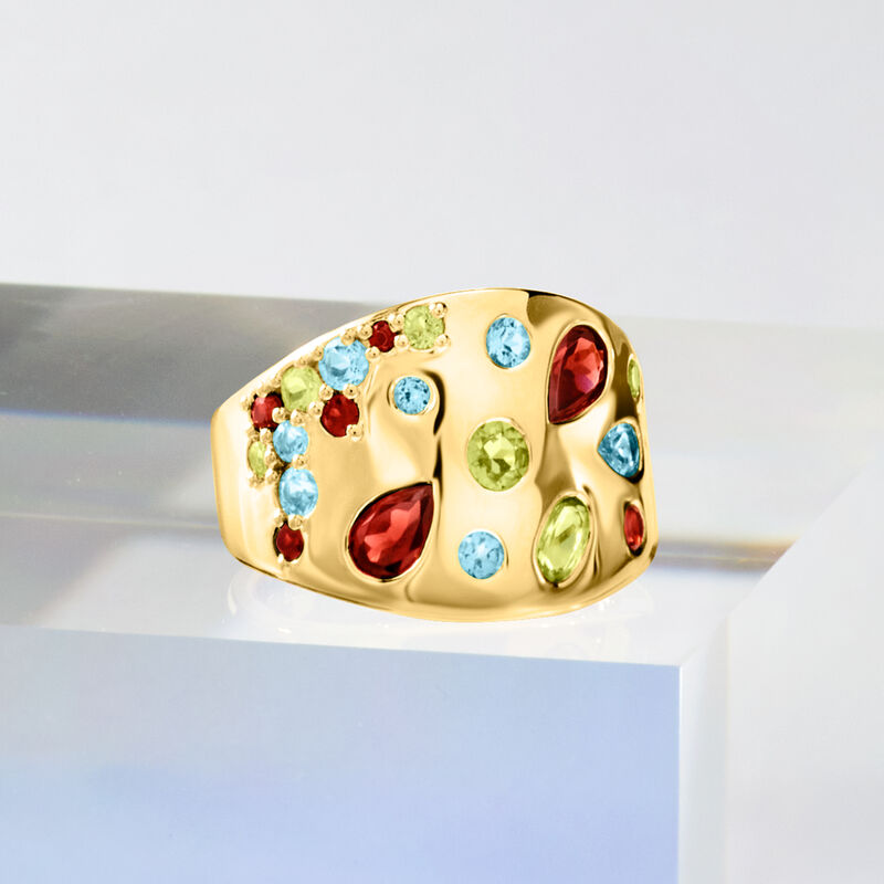 2.10 ct. t.w. Multi-Gemstone Ring in 18kt Gold Over Sterling. Size 8 image number 4