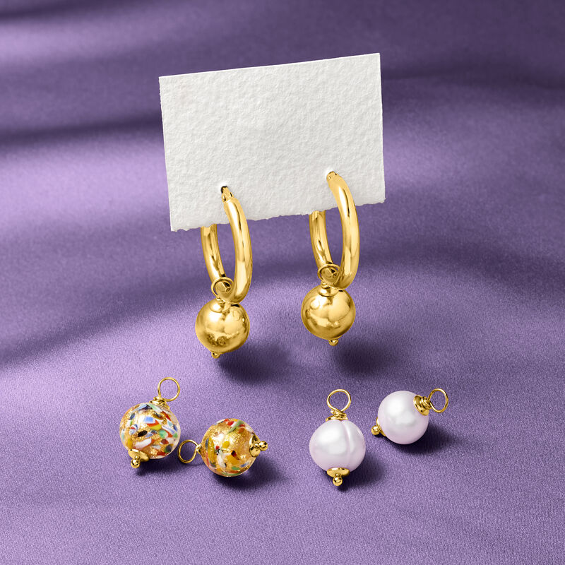 Italian 18kt Gold Over Sterling Jewelry Set: Hoop Earrings and Three Pairs of Interchangeable Drops  image number 9