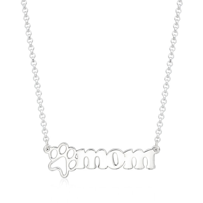Sterling Silver Dog &quot;Mom&quot; Necklace. 18&quot; image number 1