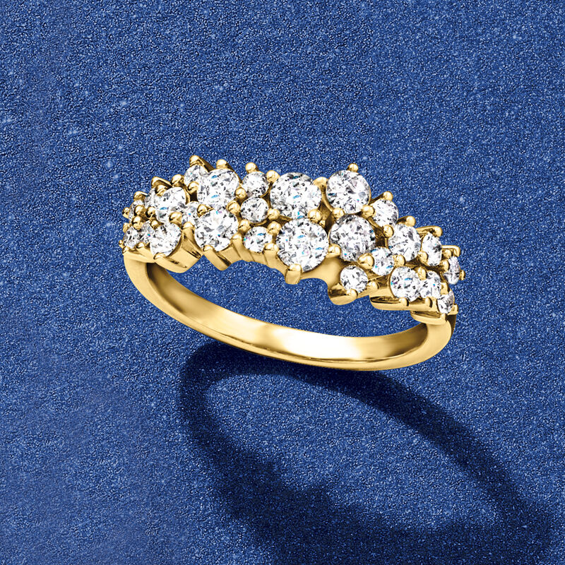 1.00 ct. t.w. Diamond Cluster Ring in 14kt Yellow Gold image number 3