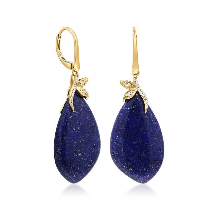 Lapis and .10 ct. t.w. Diamond Drop Earrings in 14kt Yellow Gold  image number 0