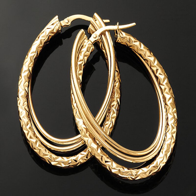 Italian 14kt Yellow Gold Twisted Triple-Hoop Earrings. 1 3/4&quot; image number 5