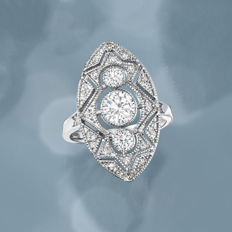 1.30 ct. t.w. CZ Trio Ring in Sterling Silver image number 3