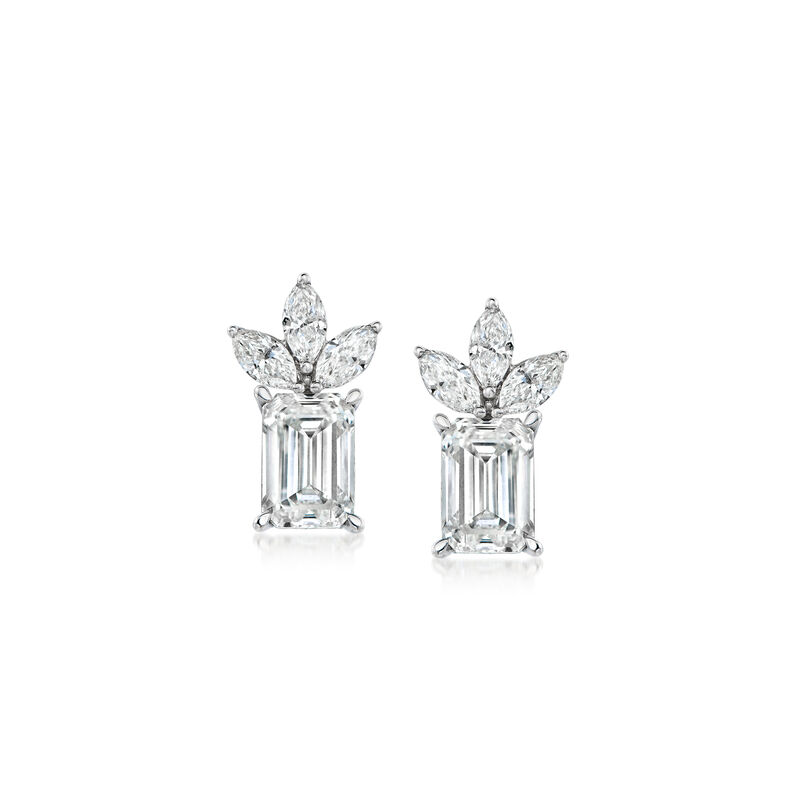 3.75 ct. t.w. Marquise and Emerald-Cut Lab-Grown Diamond Earrings in 14kt White Gold  image number 0