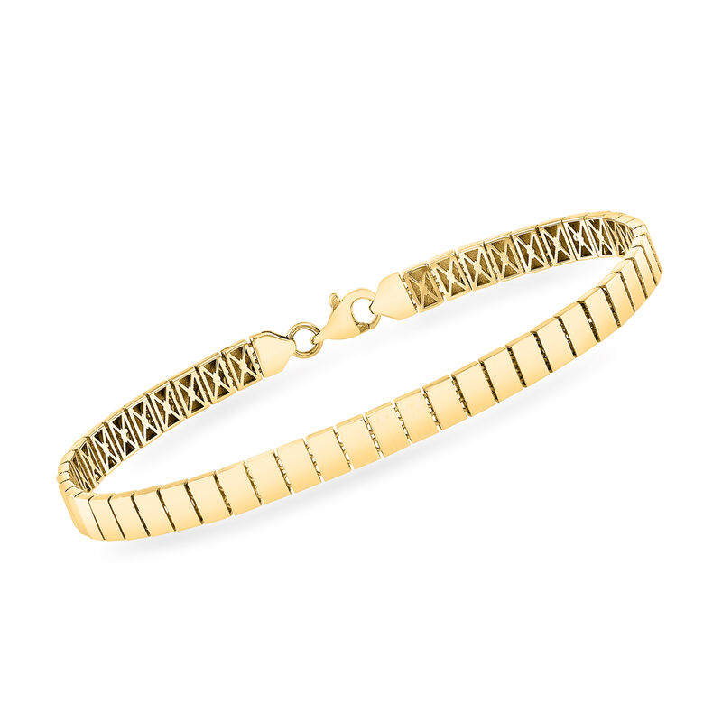 14kt Yellow Gold Rectangular-Link Bracelet. 7.25" image number 0