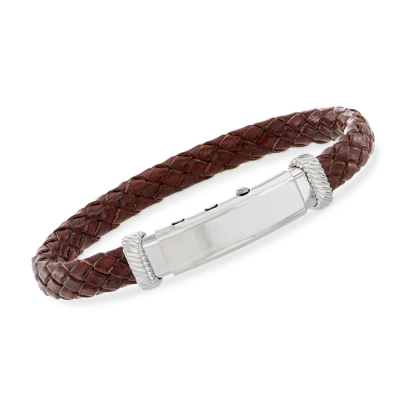 Phillip Gavriel Men's Brown Leather Bracelet with Sterling Silver image number 0