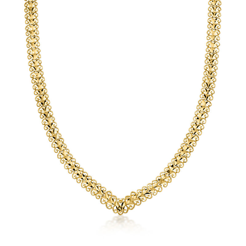C. 1980 Vintage 14kt Yellow Gold Fancy-Link Necklace. 17.5" image number 0