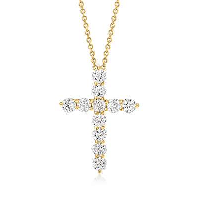 1.00 ct. t.w. Lab-Grown Diamond Cross Pendant Necklace in 14kt Yellow Gold