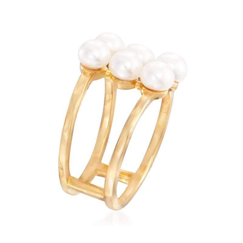 4-5.5mm Cultured Pearl Ring in 18kt Yellow Gold Over Sterling Silver image number 2