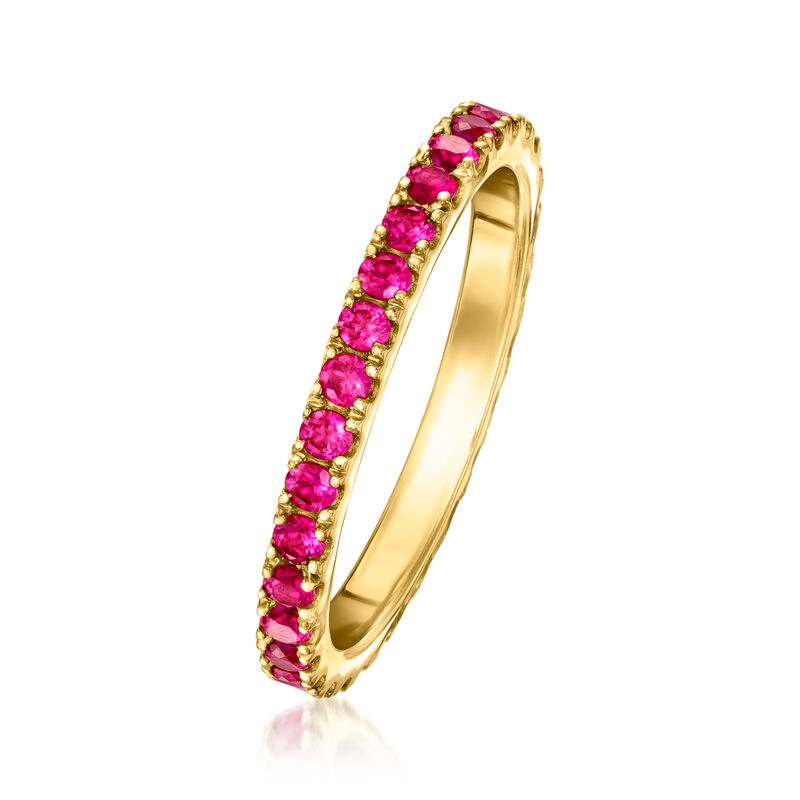 1.10 ct. t.w. Lab-Grown Ruby Eternity Band in 18kt Gold Vermeil image number 2