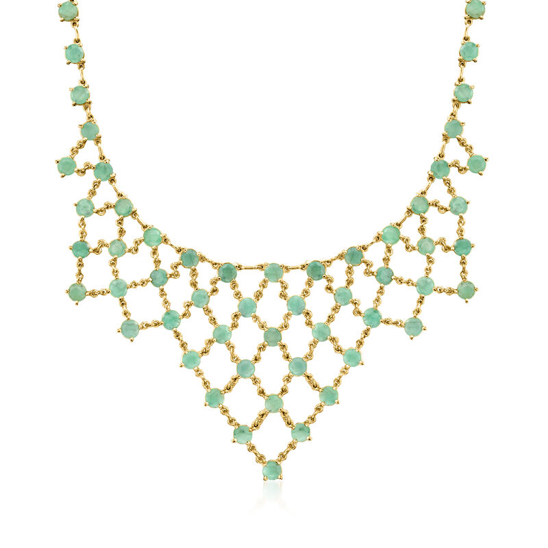 19.00 ct. t.w. Emerald Bib Necklace in 18kt Gold Over Sterling. 18&quot; image number 0