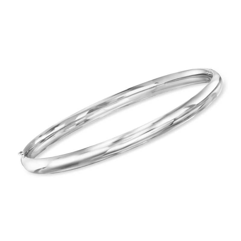 5mm 14kt White Gold Polished Bangle Bracelet. 7" image number 0