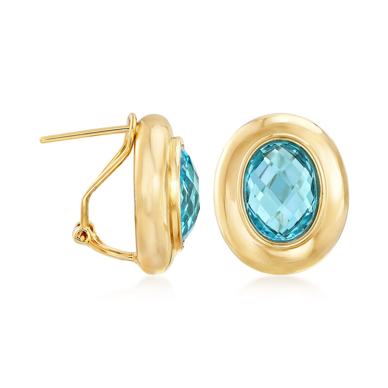 6.75 ct. t.w. Blue Topaz Earrings in 14kt Yellow Gold image number 2
