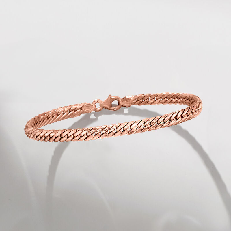 Italian 14kt Rose Gold Cuban-Link Bracelet image number 4