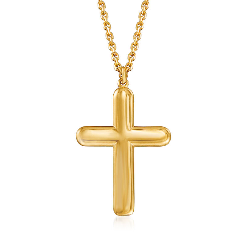 Italian 18kt Gold Over Sterling Cross Necklace image number 0