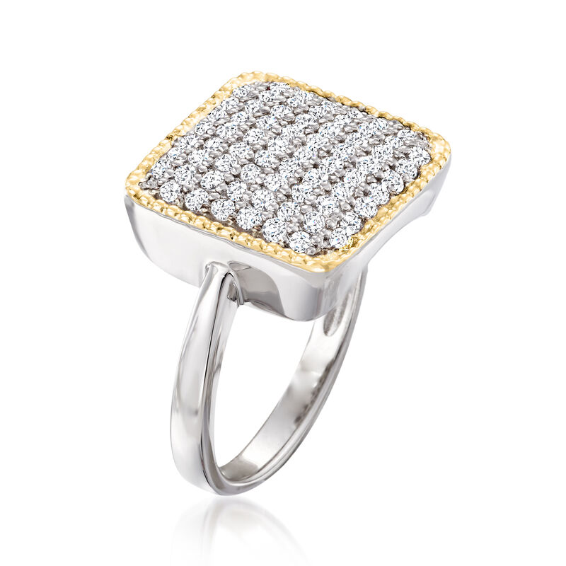 1.00 ct. t.w. CZ Square-Top Ring in Sterling Silver and 14kt Gold image number 2