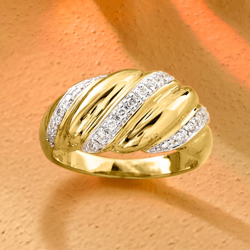 .20 ct. t.w. Lab-Grown Diamond Shrimp Ring in 18kt Gold Over Sterling image number 3