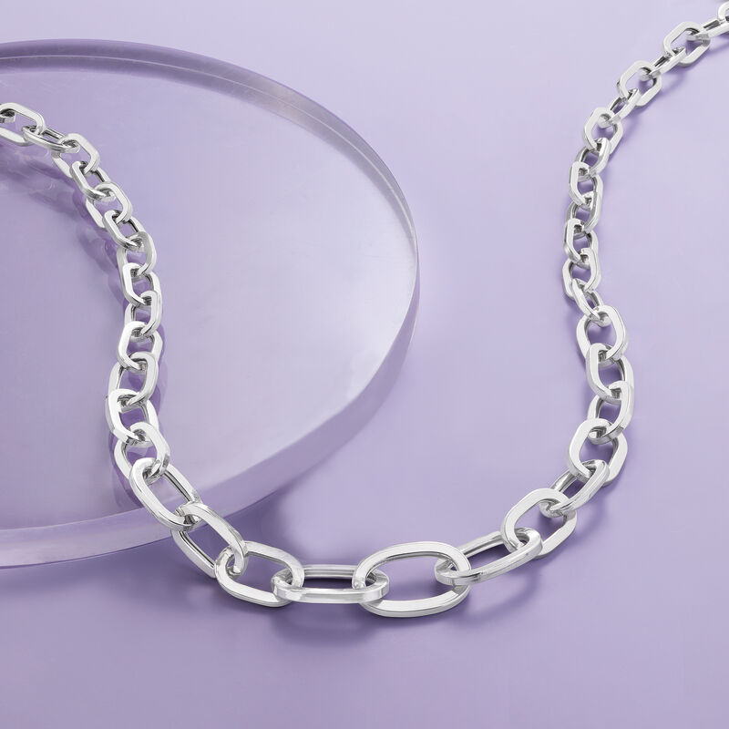 Sterling Silver Graduated Paper Clip Link Necklace image number 2