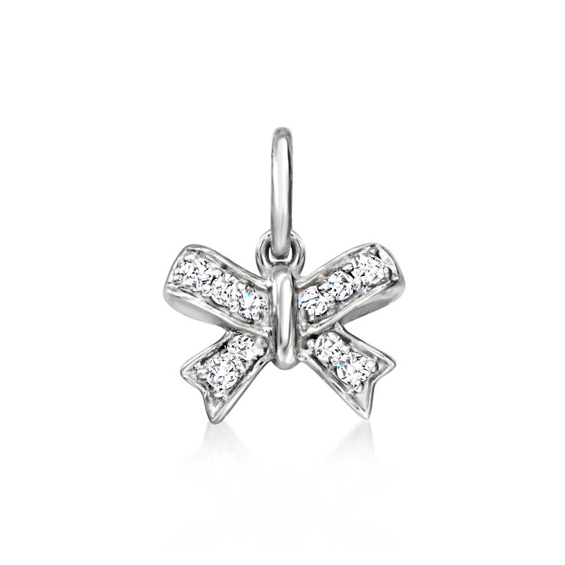 Diamond Bow Charm in Sterling Silver image number 1