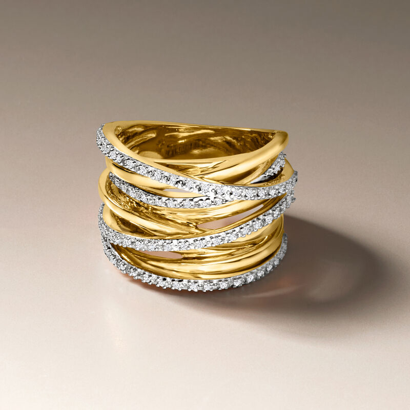 .25 ct. t.w. Diamond Highway Ring in 18kt Gold Over Sterling image number 4