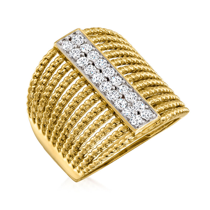 .50 ct. t.w. Diamond Multi-Row Ring in 18kt Gold Over Sterling image number 3