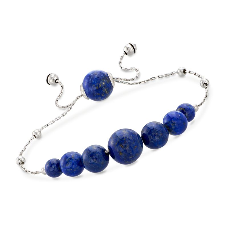 Graduated Lapis Bead Bolo Bracelet in Sterling Silver image number 0