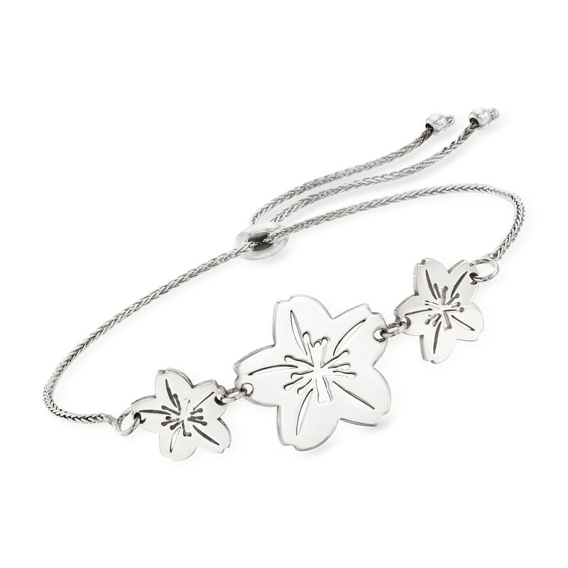 Sterling Silver Cherry Blossom Bolo Bracelet image number 0